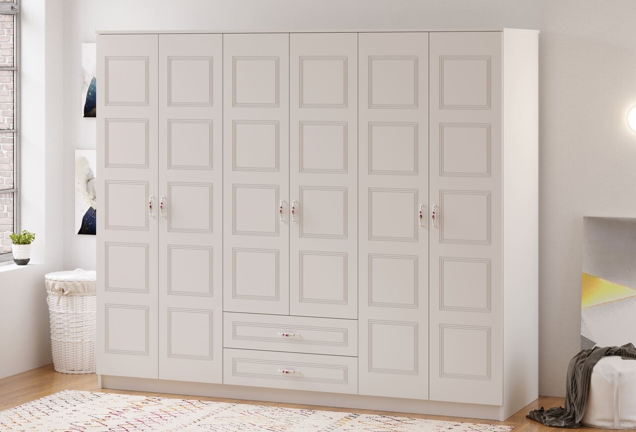Dulap pentru haine, Hanah Home, Rb-003, 210x180x52 cm, Alb mat - imagine 7